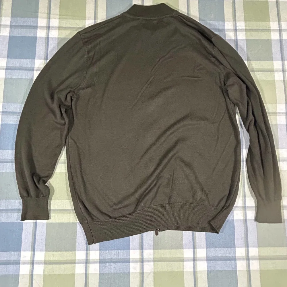 Paul Jones Mens M 2 Way Full Zip Cardigan Sweater Gray 65% Viscose 35% Acrylic